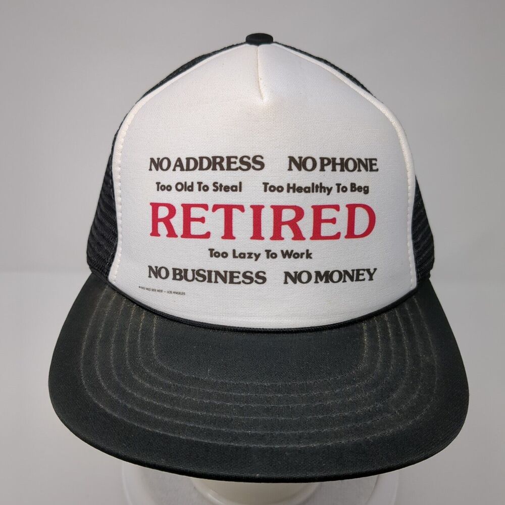 Retired Too Lazy To Work Snapback Trucker Hat Bla… - image 2